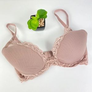 Natori Bra 32D Feather Plunge Contour Pink